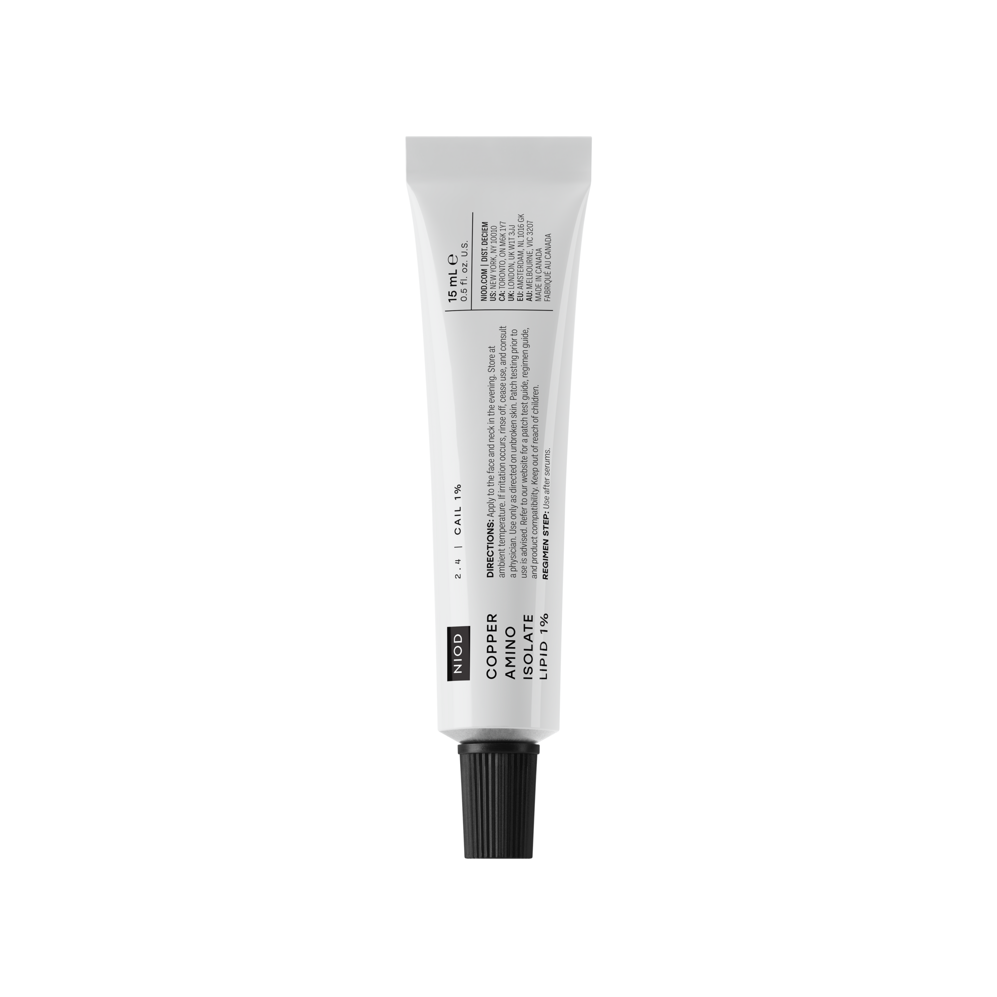 NIOD Copper Amino Isolate Lipid 1% (CAIL) tube, official product photo